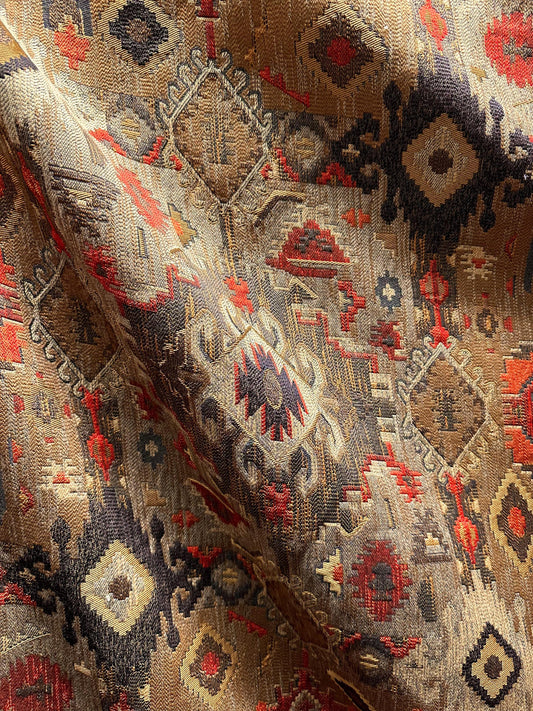 BROWN Multicolor Geometric Chenille Upholstery Brocade Fabric (54 in.) Sold By The Yard