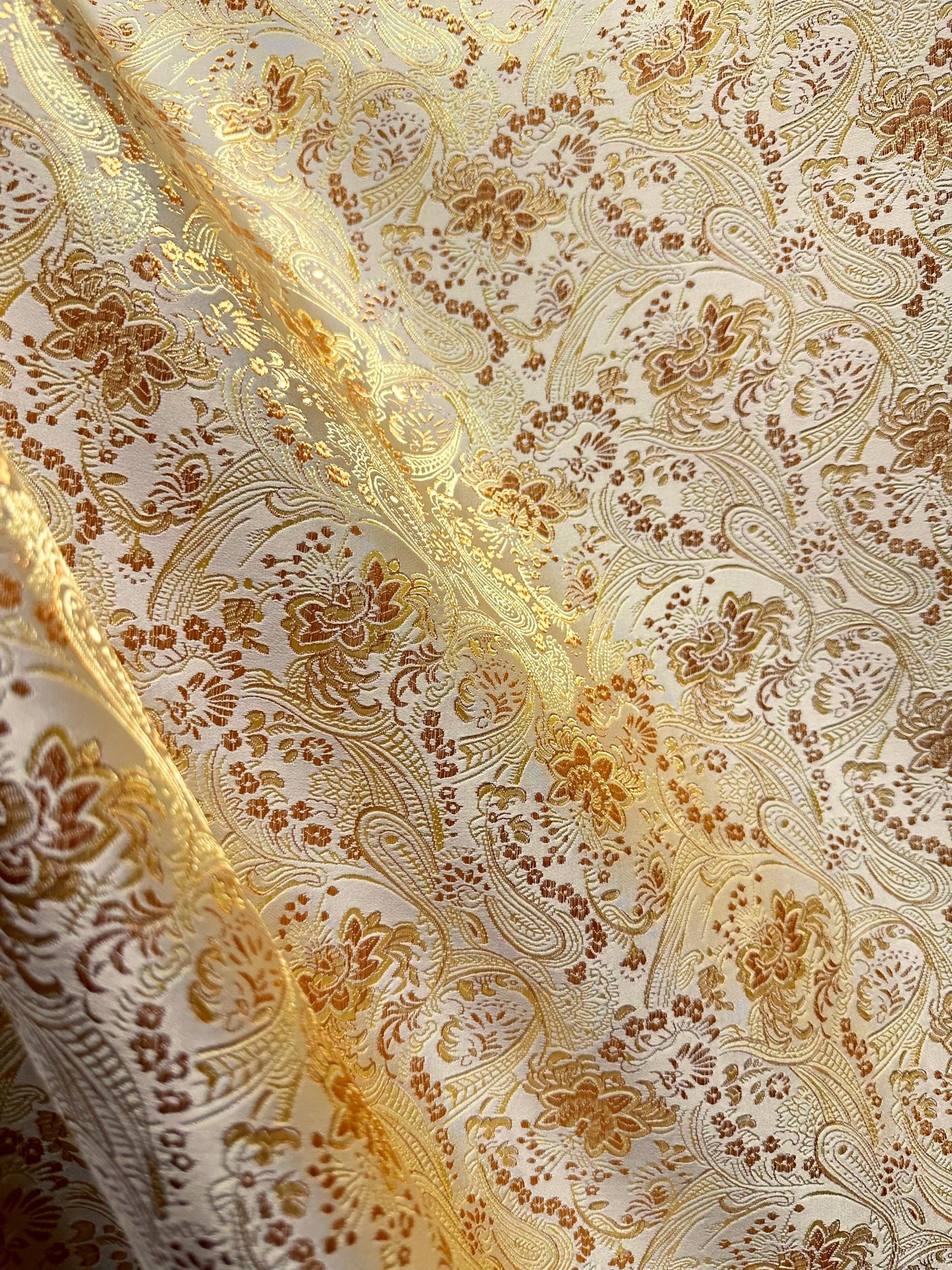 GOLD DARK GOLD Floral Paisley Brocade Fabric (60 in.) Sold By The Yard