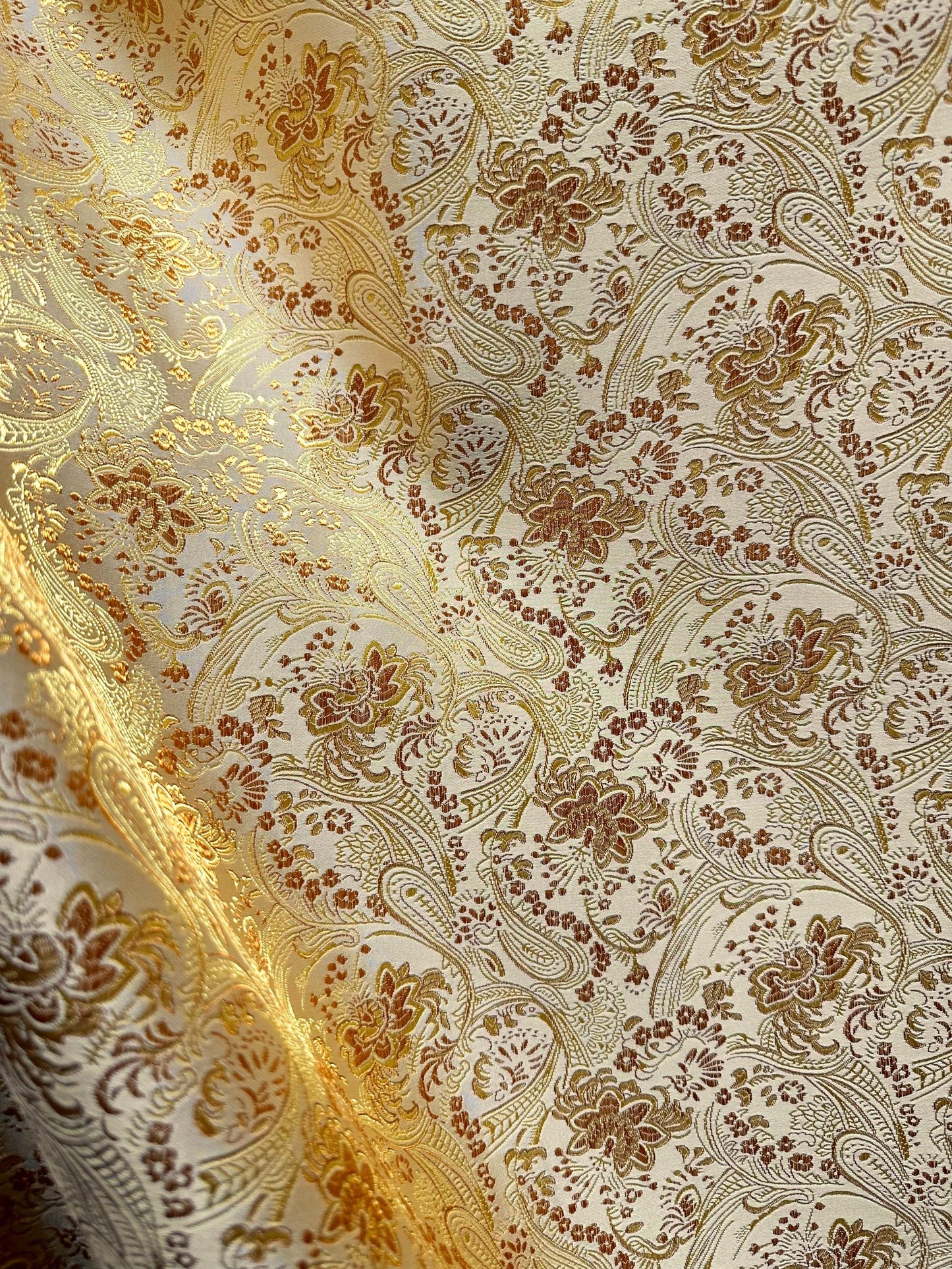 GOLD DARK GOLD Floral Paisley Brocade Fabric (60 in.) Sold By The Yard