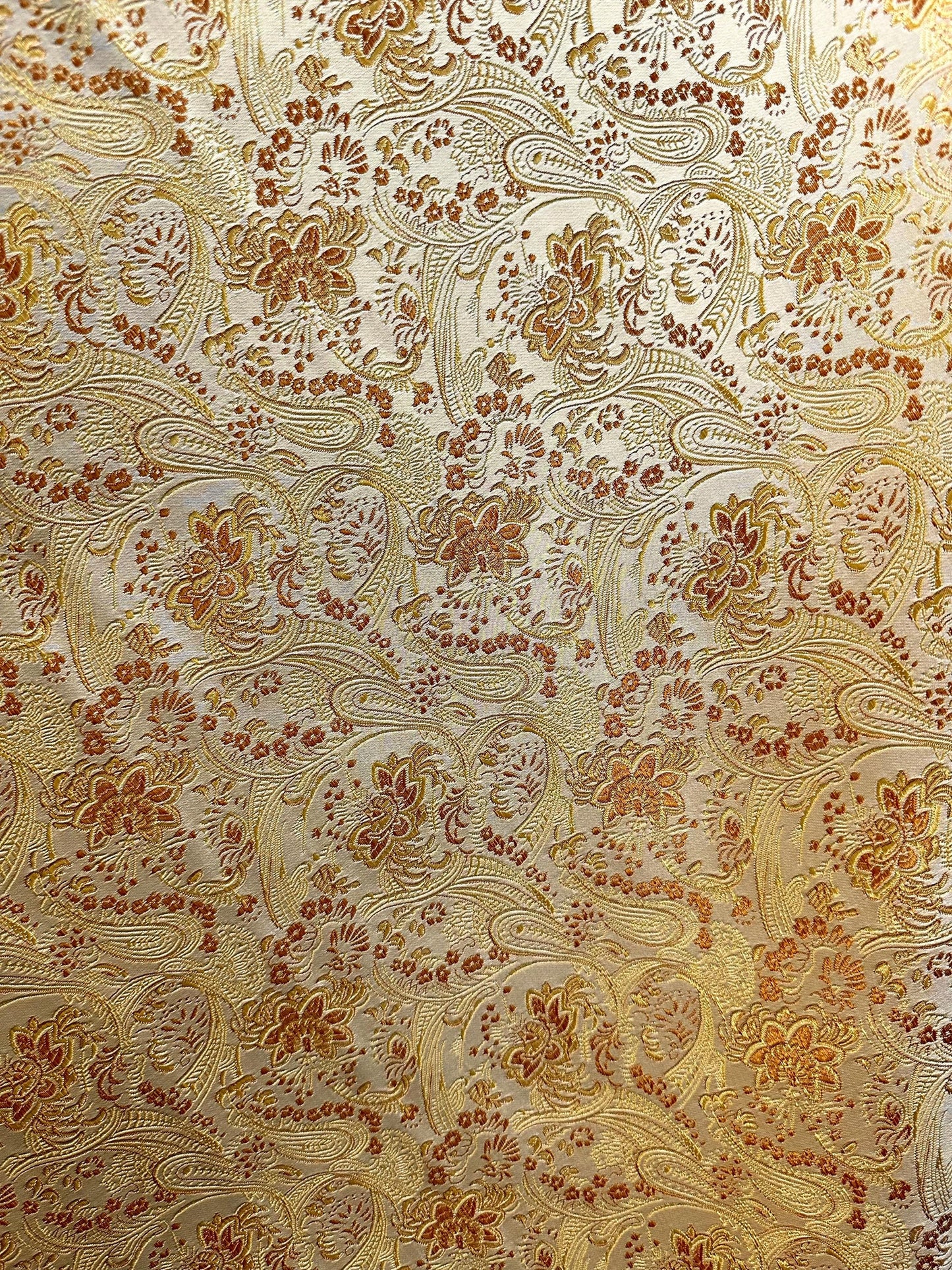 GOLD DARK GOLD Floral Paisley Brocade Fabric (60 in.) Sold By The Yard