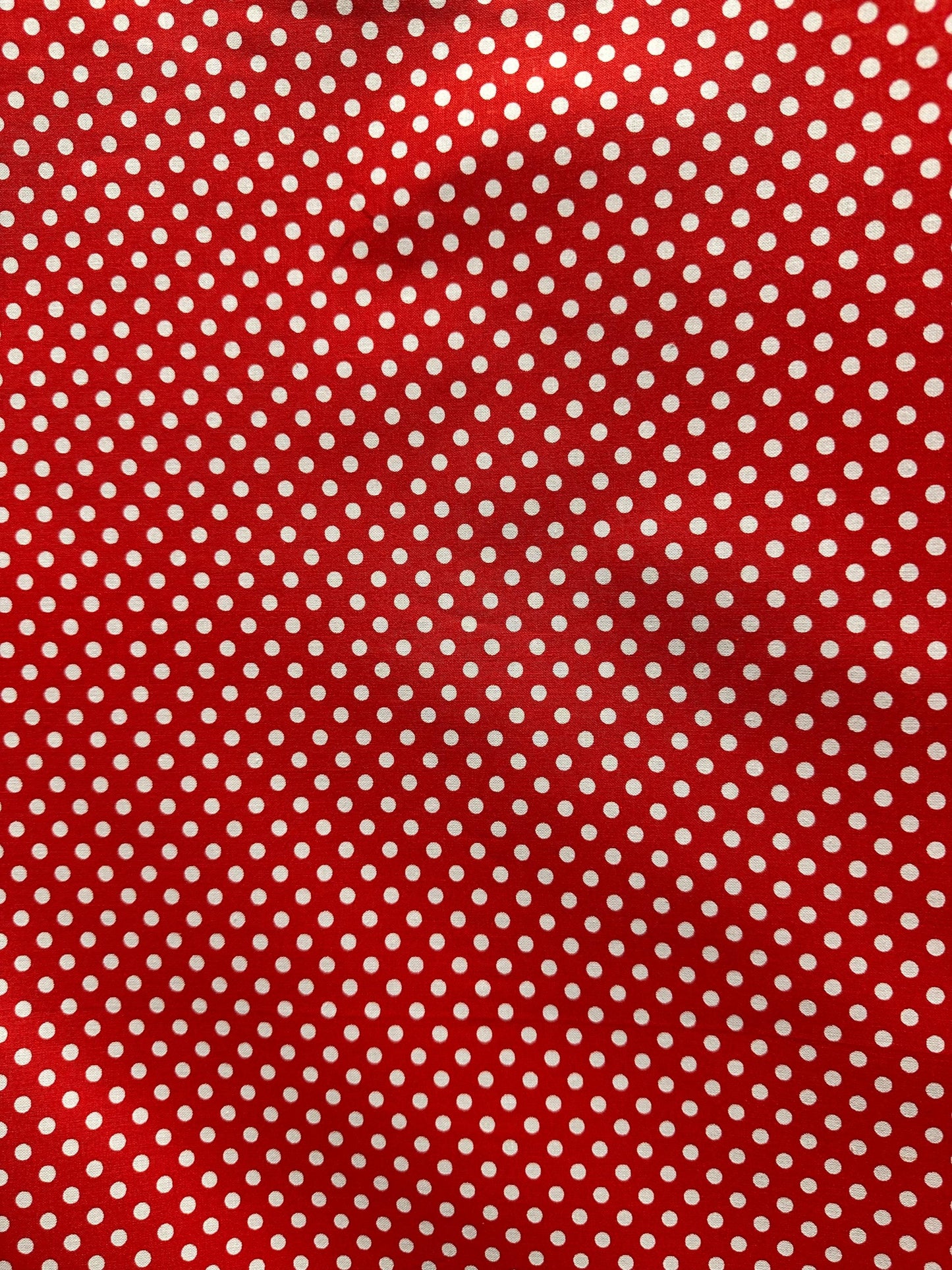 Red White Small Polka Dot 100% Cotton Fabric (45 in.) Sold By The Yard