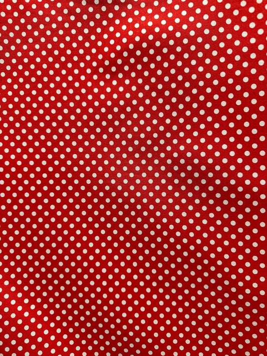 Red White Small Polka Dot 100% Cotton Fabric (45 in.) Sold By The Yard