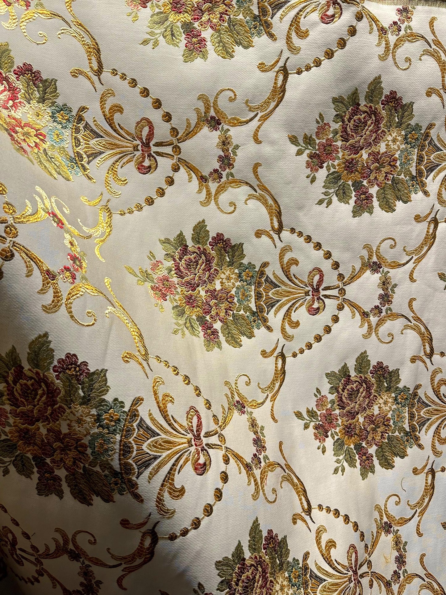BEIGE GOLD Multicolor Floral Upholstery Drapery Brocade Fabric (54 in.) Sold By The Yard