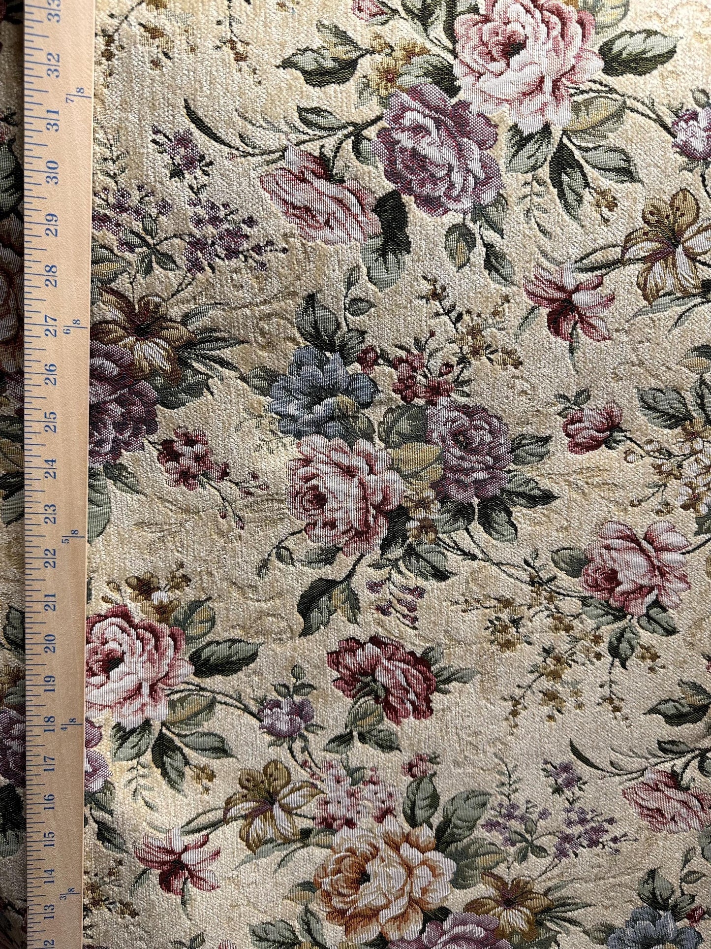 CREAM Multicolor Floral Chenille Upholstery Fabric (54 in.) Sold By The Yard