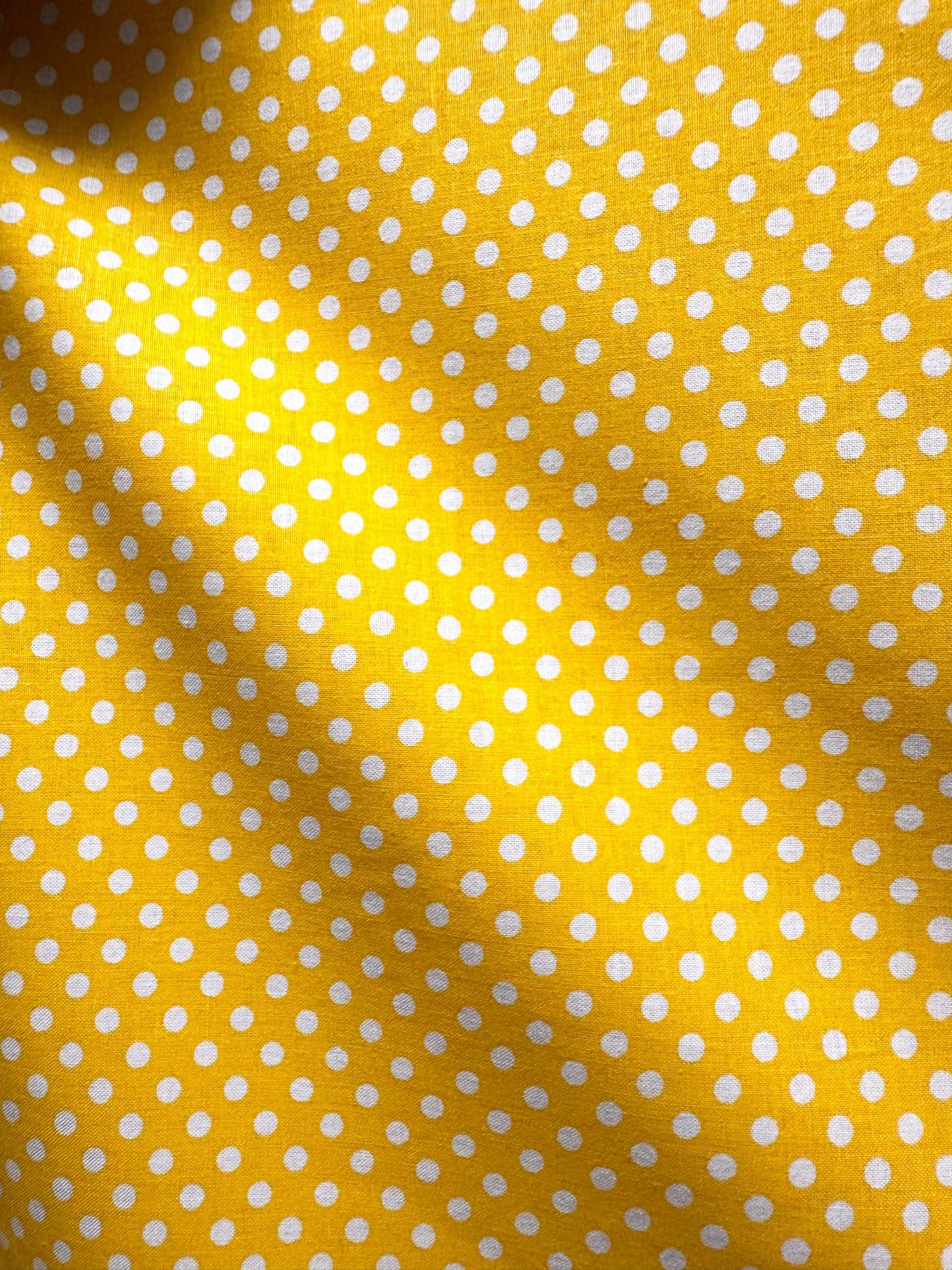Yellow White Small Polka Dot 100% Cotton Fabric (45 in.) Sold By The Yard