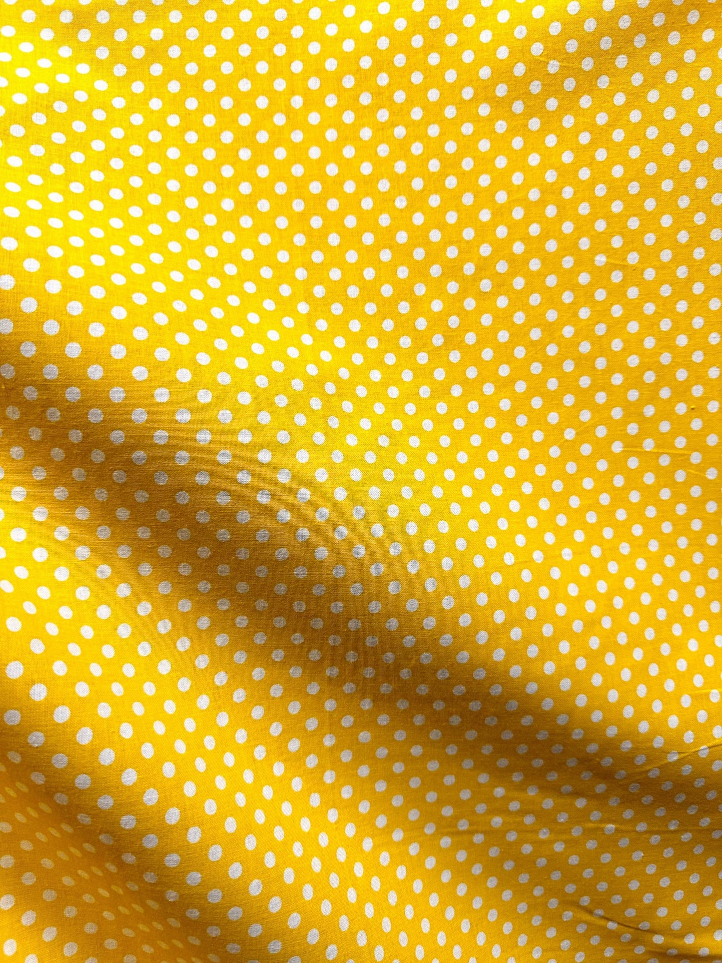 Yellow White Small Polka Dot 100% Cotton Fabric (45 in.) Sold By The Yard