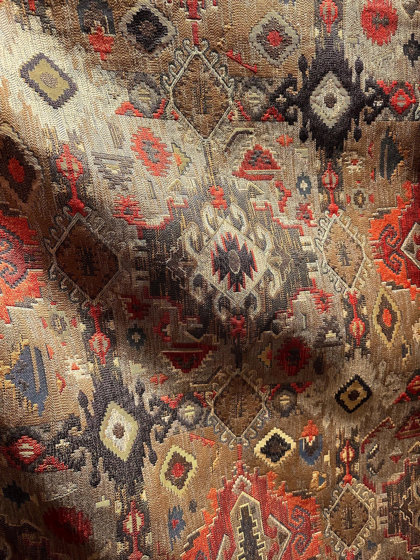 BROWN Multicolor Geometric Chenille Upholstery Brocade Fabric (54 in.) Sold By The Yard