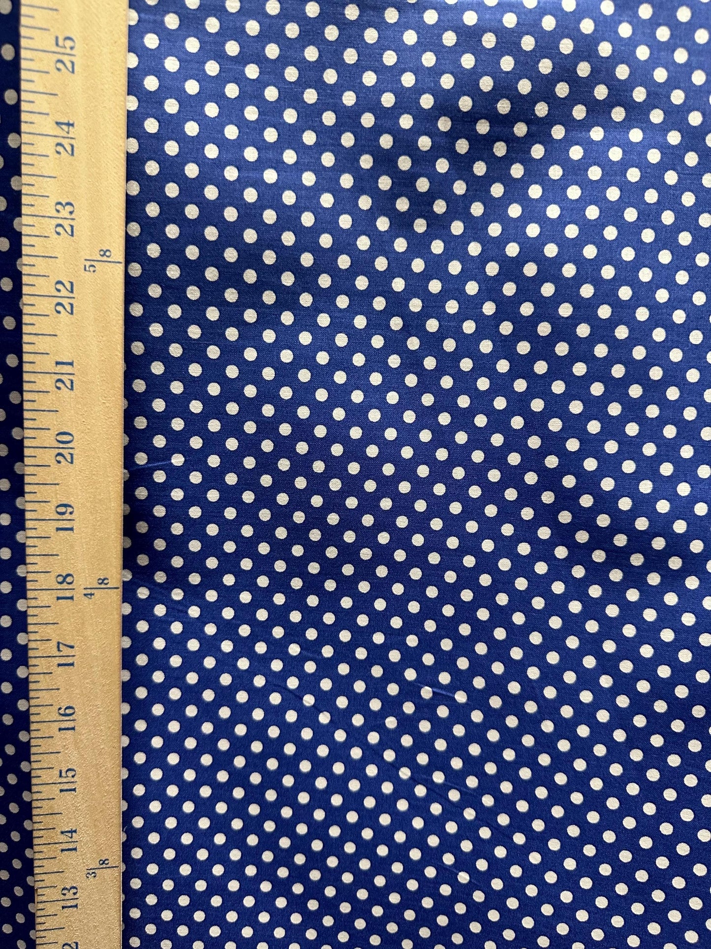Royal Blue White Small Polka Dot 100% Cotton Fabric (45 in.) Sold By The Yard