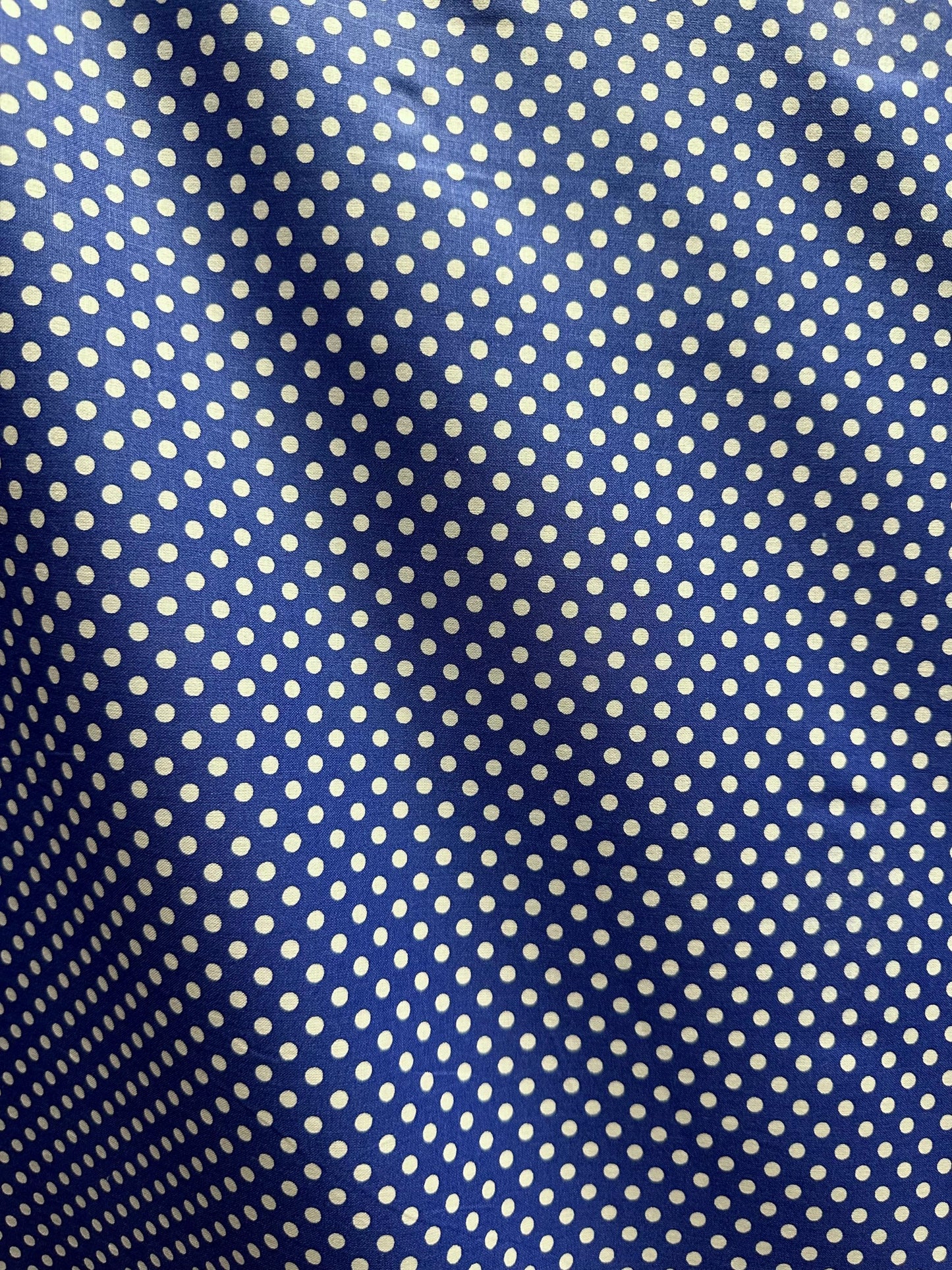 Royal Blue White Small Polka Dot 100% Cotton Fabric (45 in.) Sold By The Yard