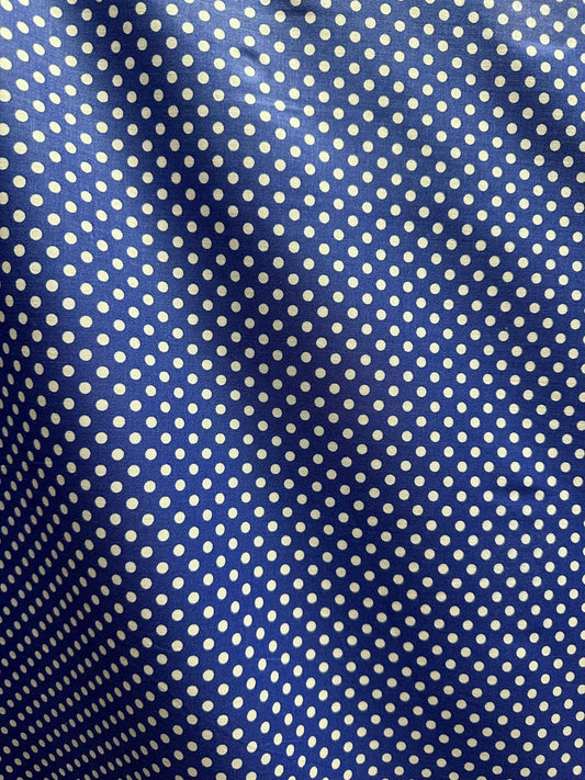 Royal Blue White Small Polka Dot 100% Cotton Fabric (45 in.) Sold By The Yard