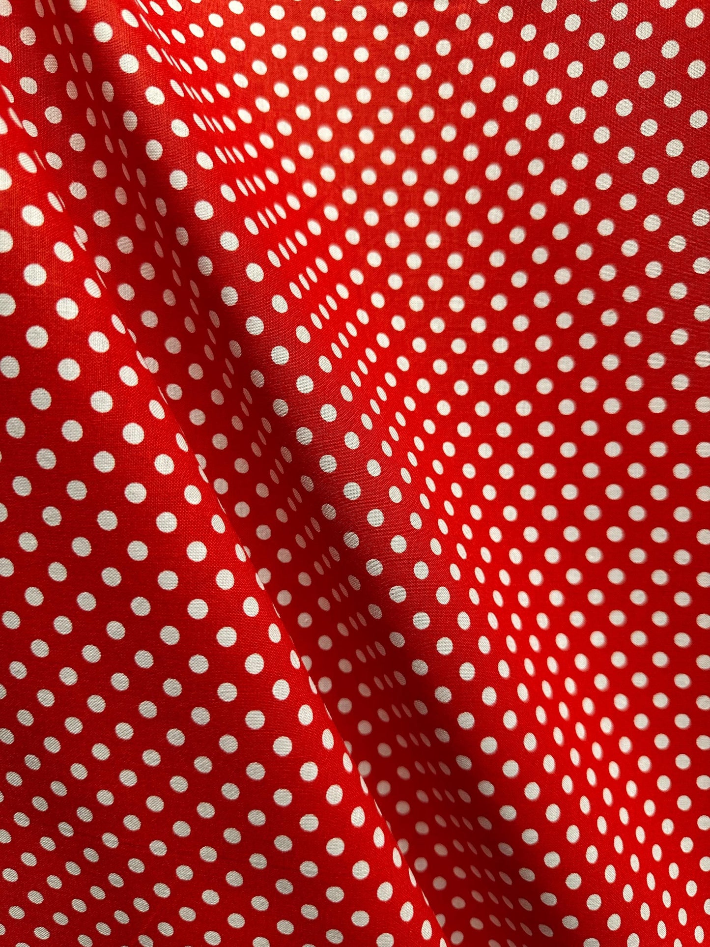 Red White Small Polka Dot 100% Cotton Fabric (45 in.) Sold By The Yard