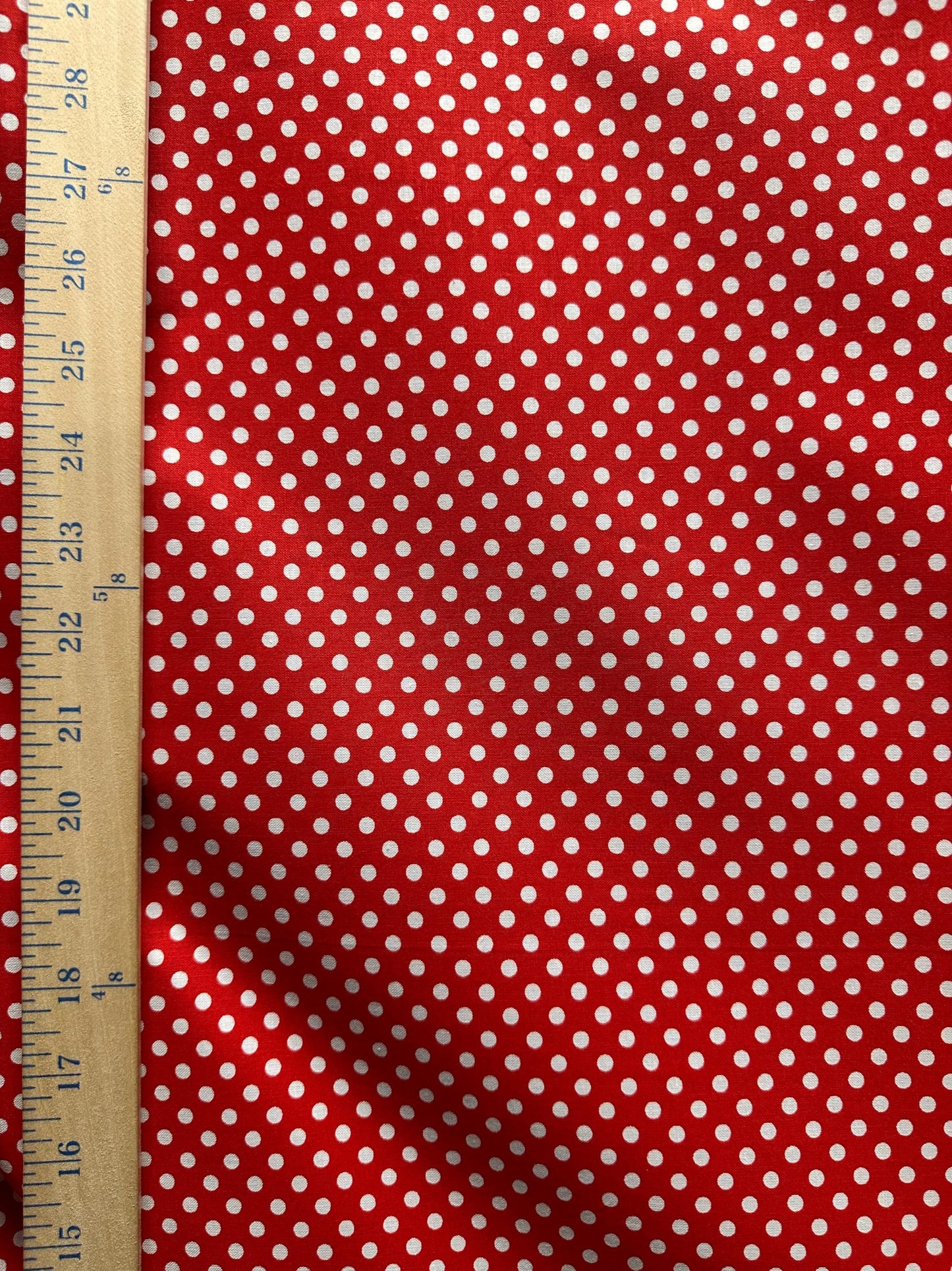 Red White Small Polka Dot 100% Cotton Fabric (45 in.) Sold By The Yard