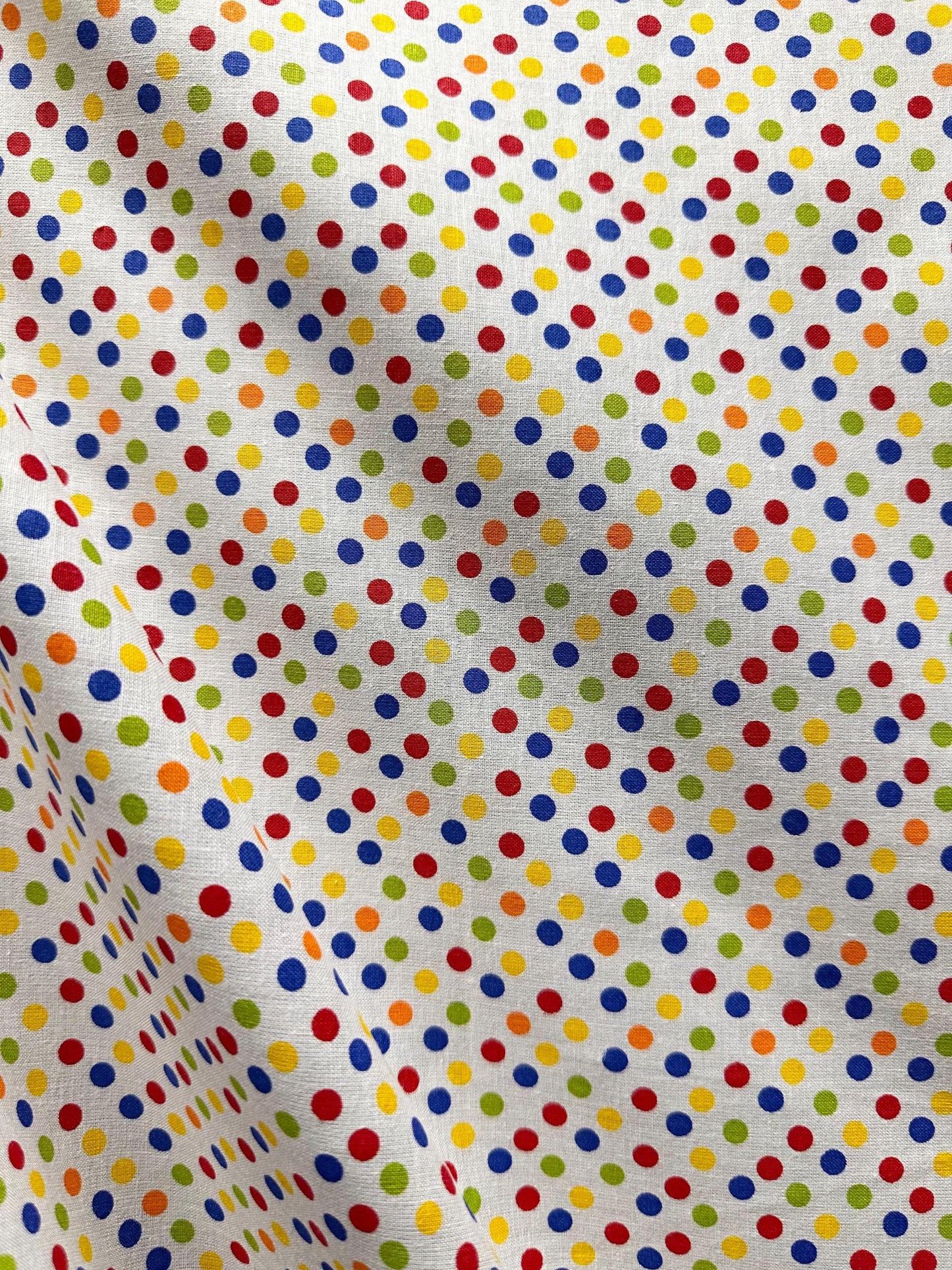 White Multicolor Small Polka Dot 100% Cotton Fabric (45 in.) Sold By The Yard