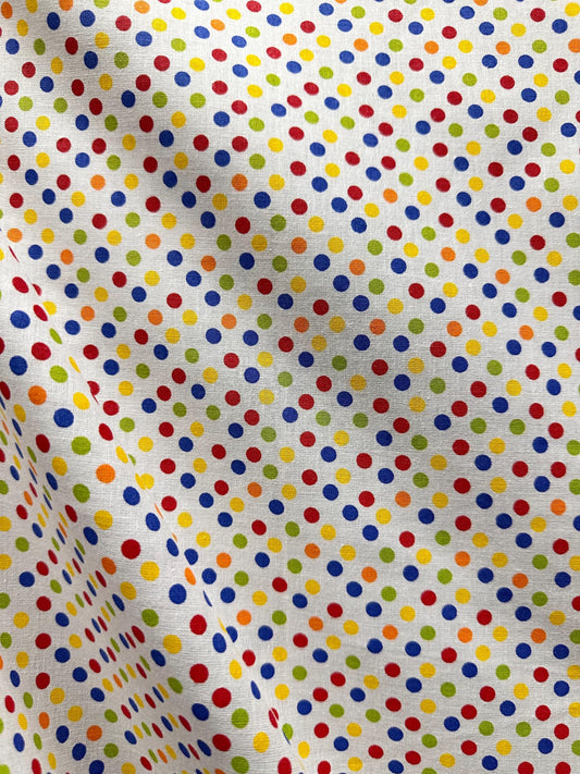 White Multicolor Small Polka Dot 100% Cotton Fabric (45 in.) Sold By The Yard