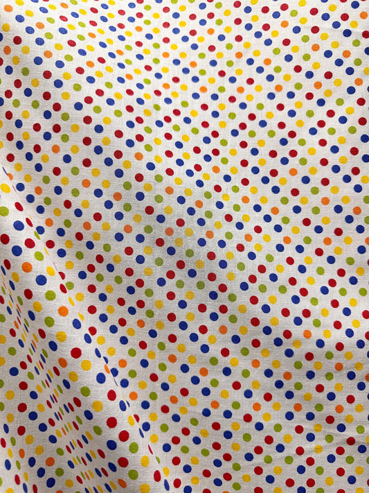 White Multicolor Small Polka Dot 100% Cotton Fabric (45 in.) Sold By The Yard