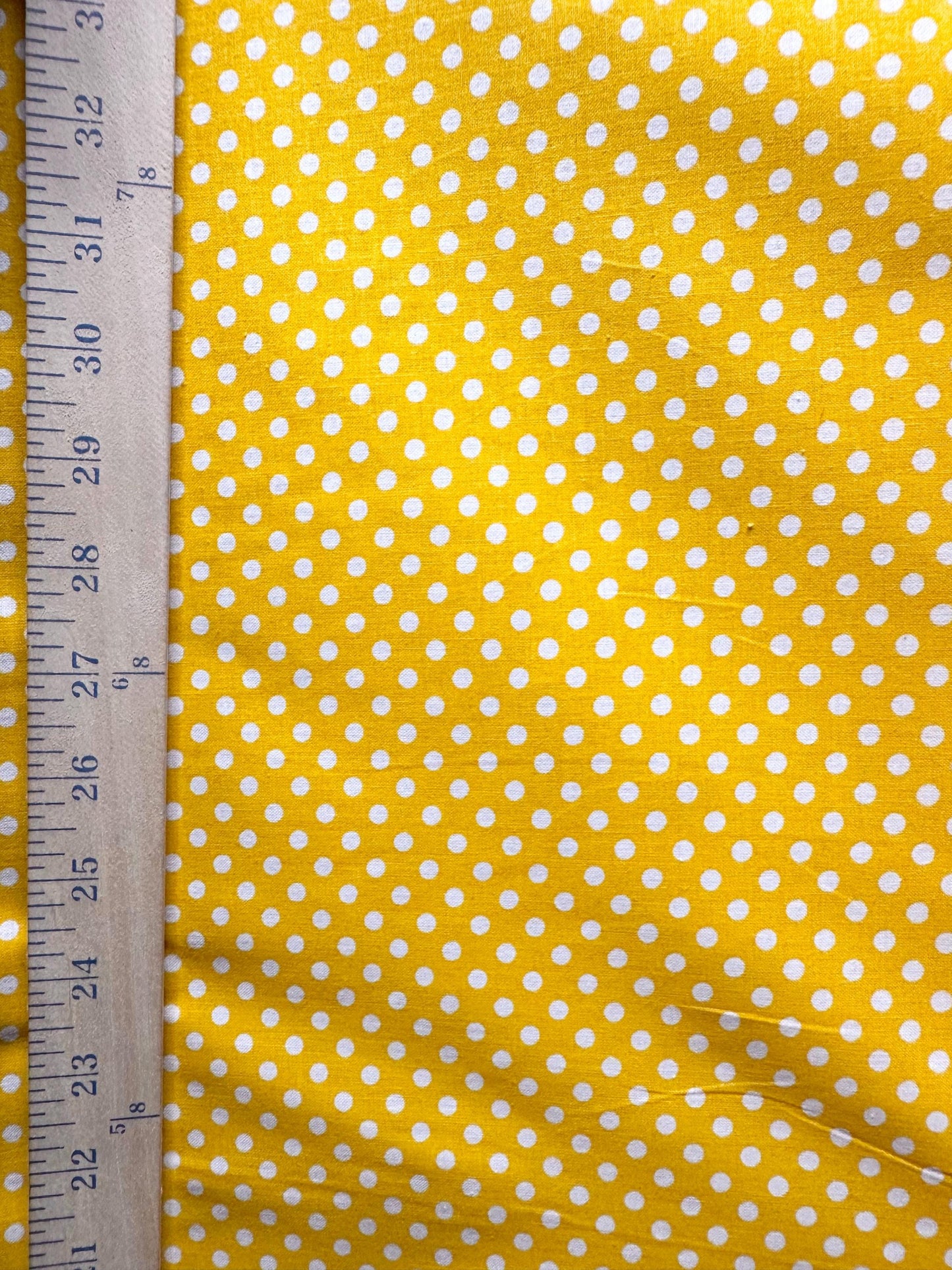 Yellow White Small Polka Dot 100% Cotton Fabric (45 in.) Sold By The Yard