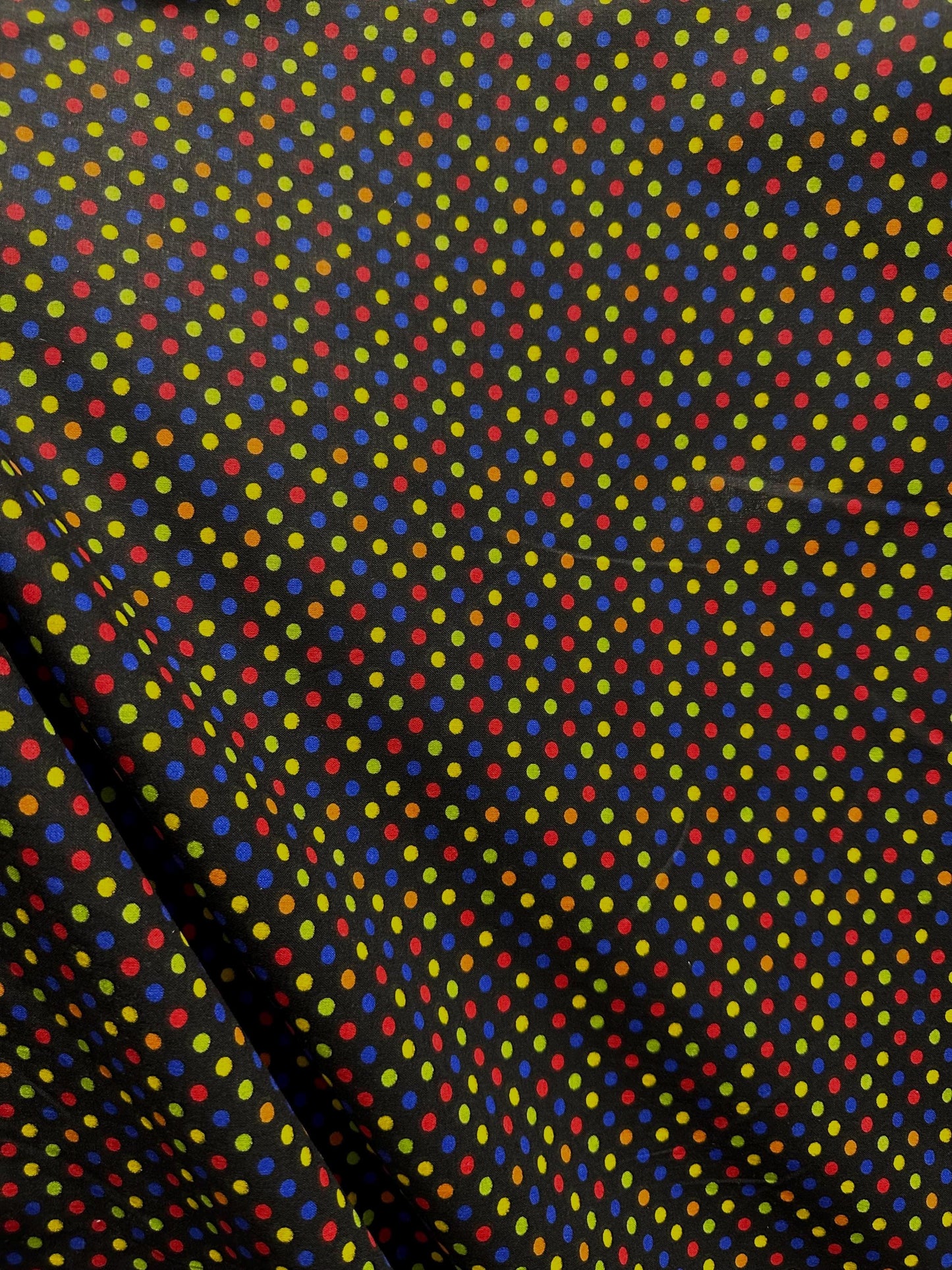 Black Multicolor Small Polka Dot 100% Cotton Fabric (45 in.) Sold By The Yard