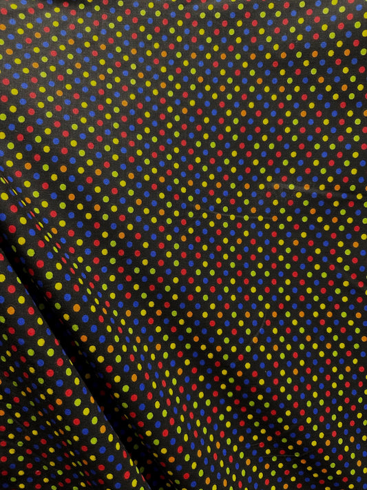 Black Multicolor Small Polka Dot 100% Cotton Fabric (45 in.) Sold By The Yard