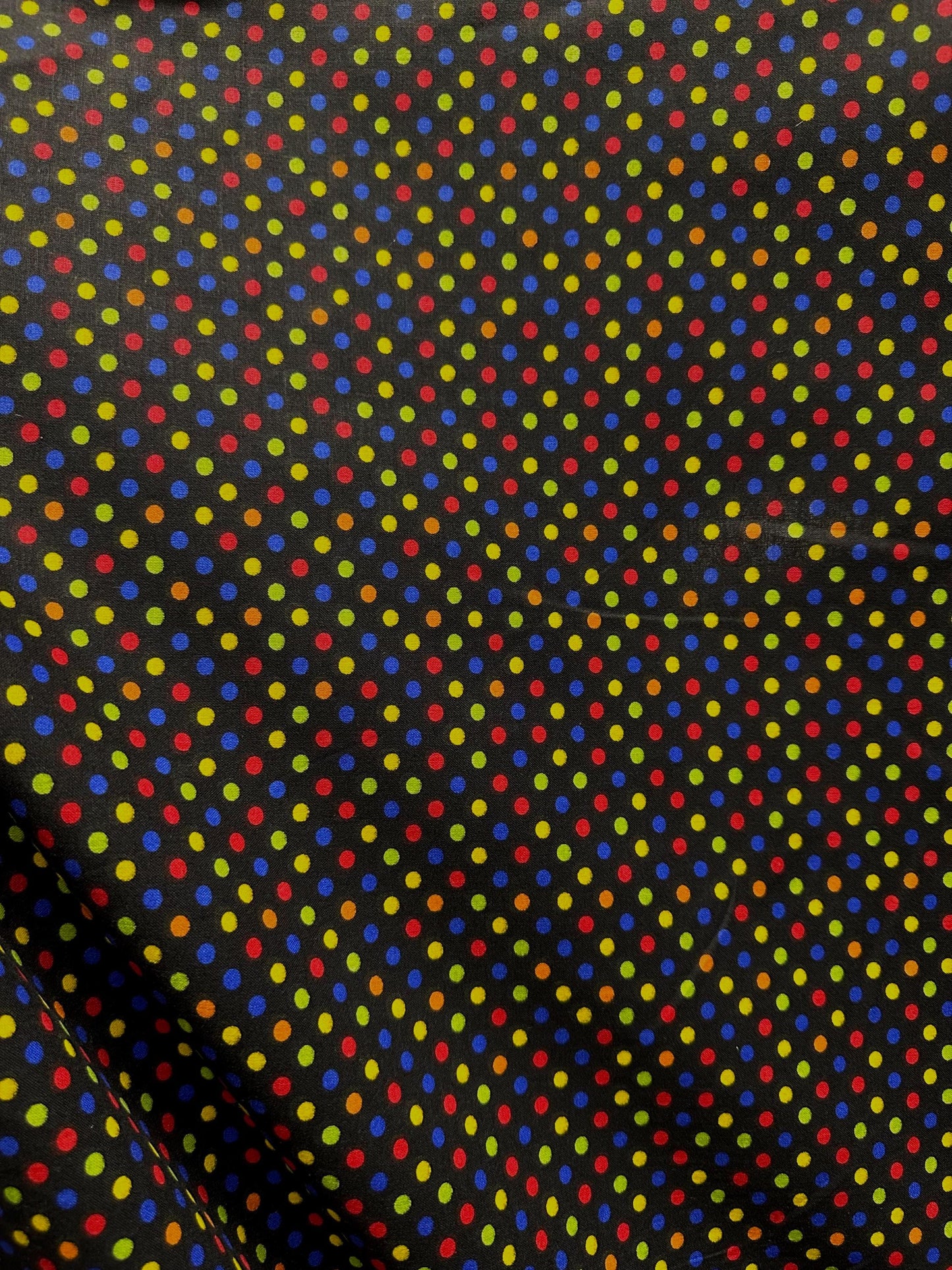 Black Multicolor Small Polka Dot 100% Cotton Fabric (45 in.) Sold By The Yard