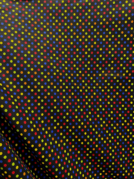 Black Multicolor Small Polka Dot 100% Cotton Fabric (45 in.) Sold By The Yard