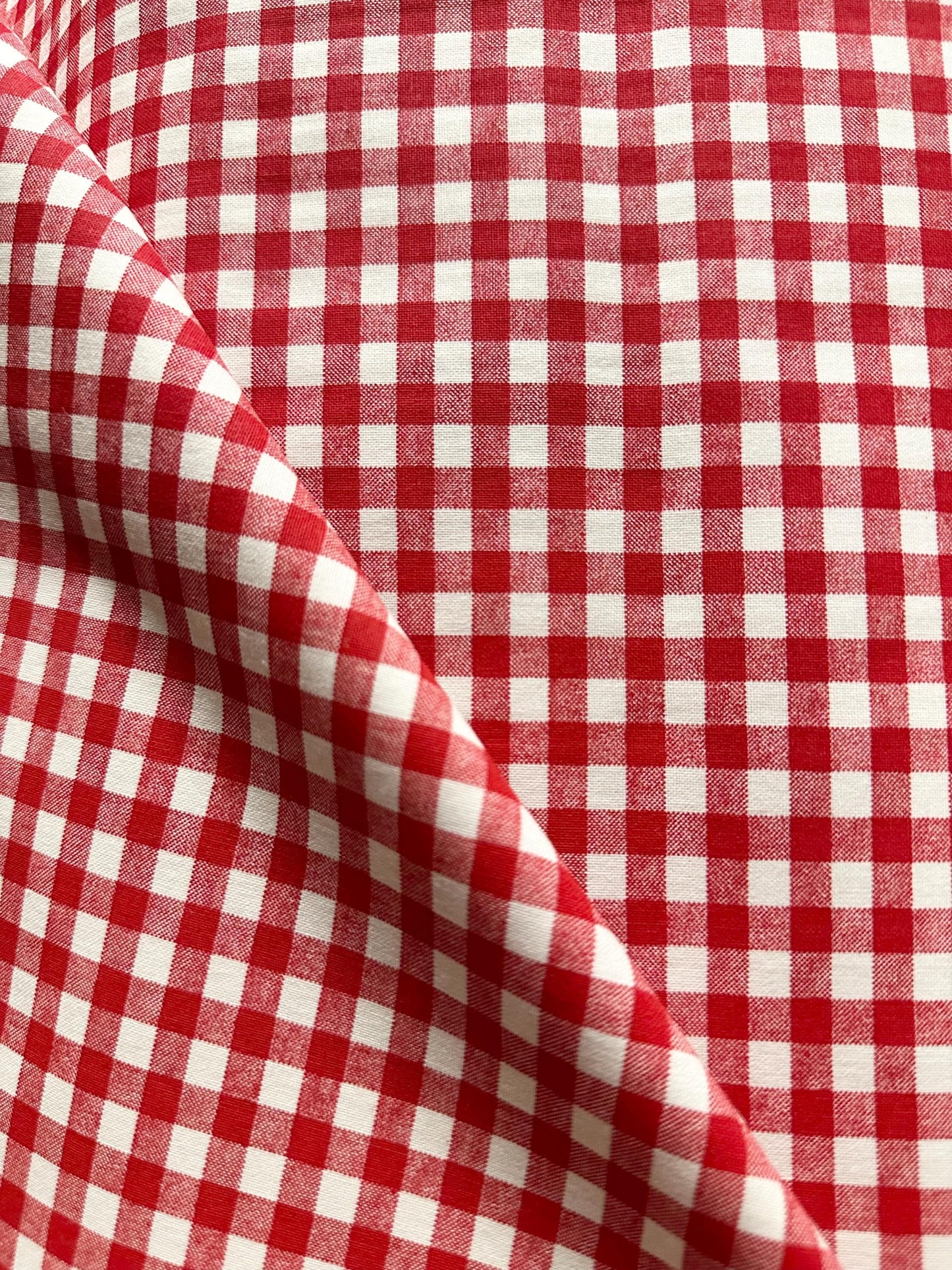 Red White Checkered Plaid 100% Cotton Fabric (45 in.) Sold By The Yard