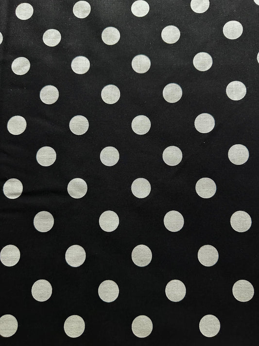 Black White Large Polka Dot 100% Cotton Fabric (45 in.) Sold By The Yard
