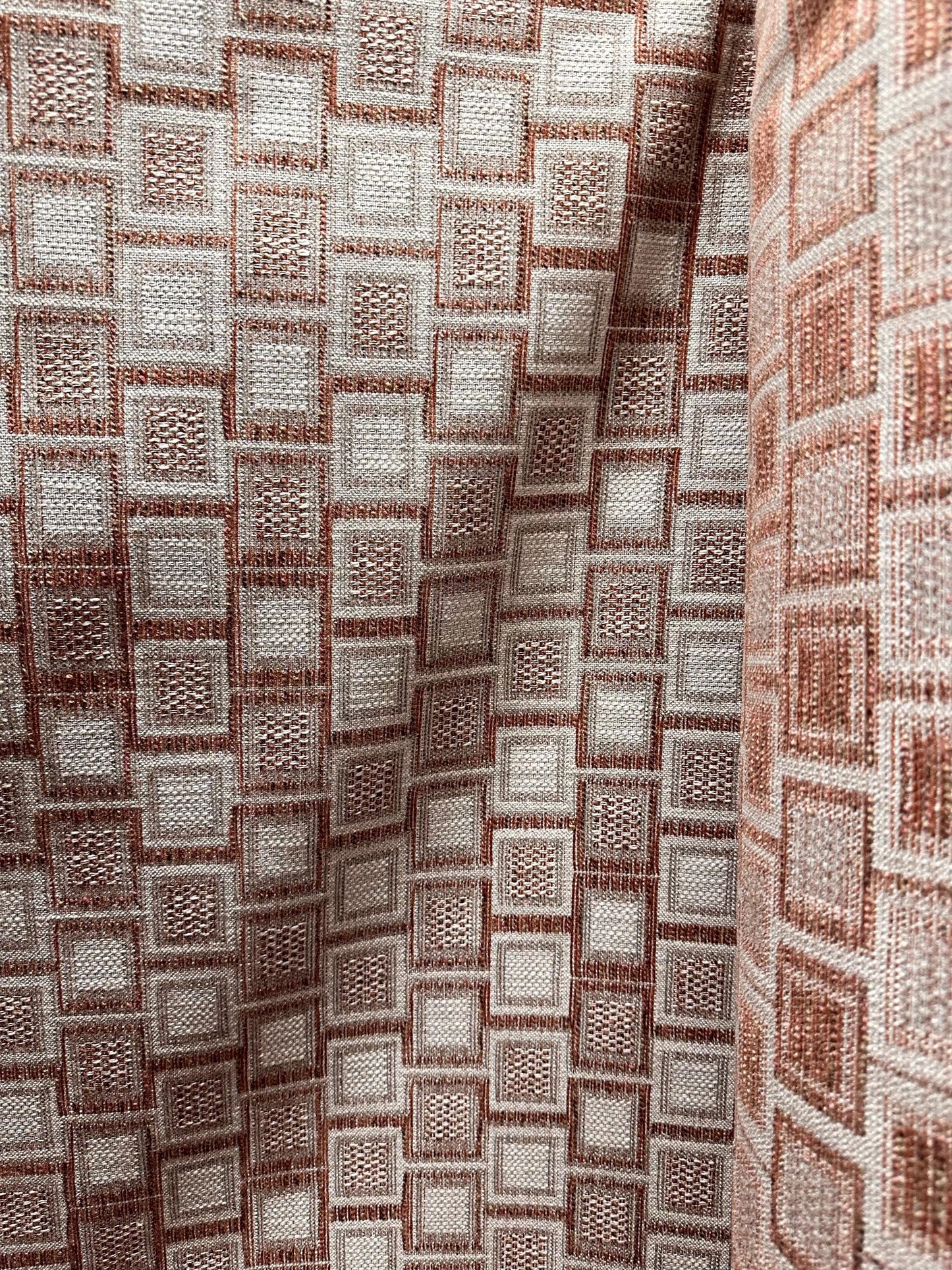 Chestnut Brown White Geometric Chenille Upholstery Brocade Fabric (58 in.) Sold By The Yard