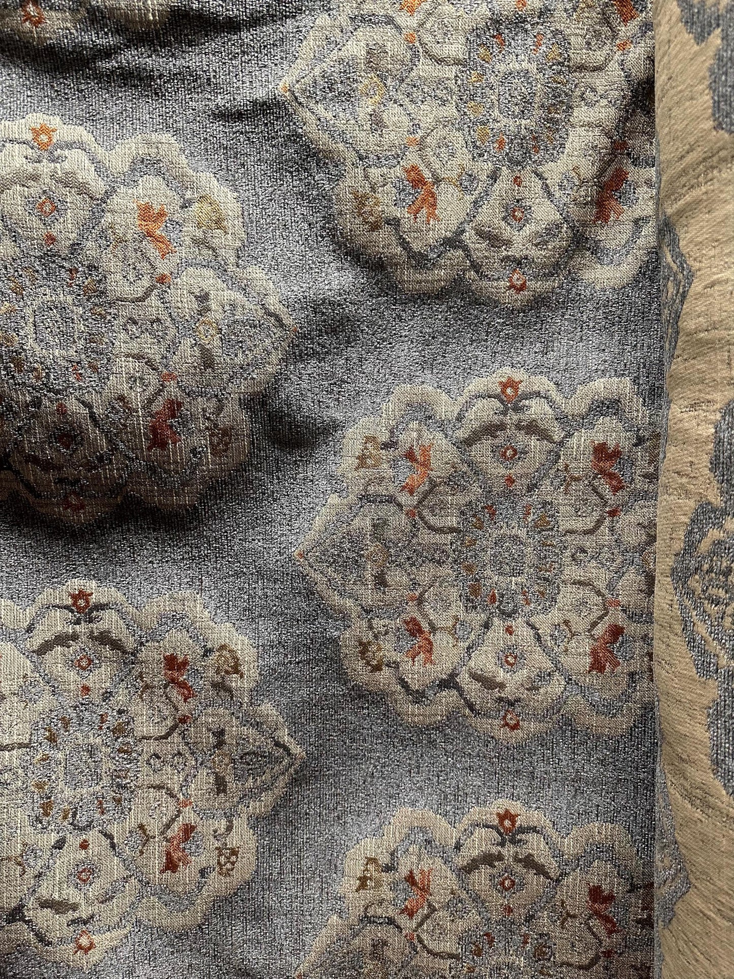 Gray Beige Multicolor Chenille Upholstery Brocade Fabric (58 in.) Sold By The Yard