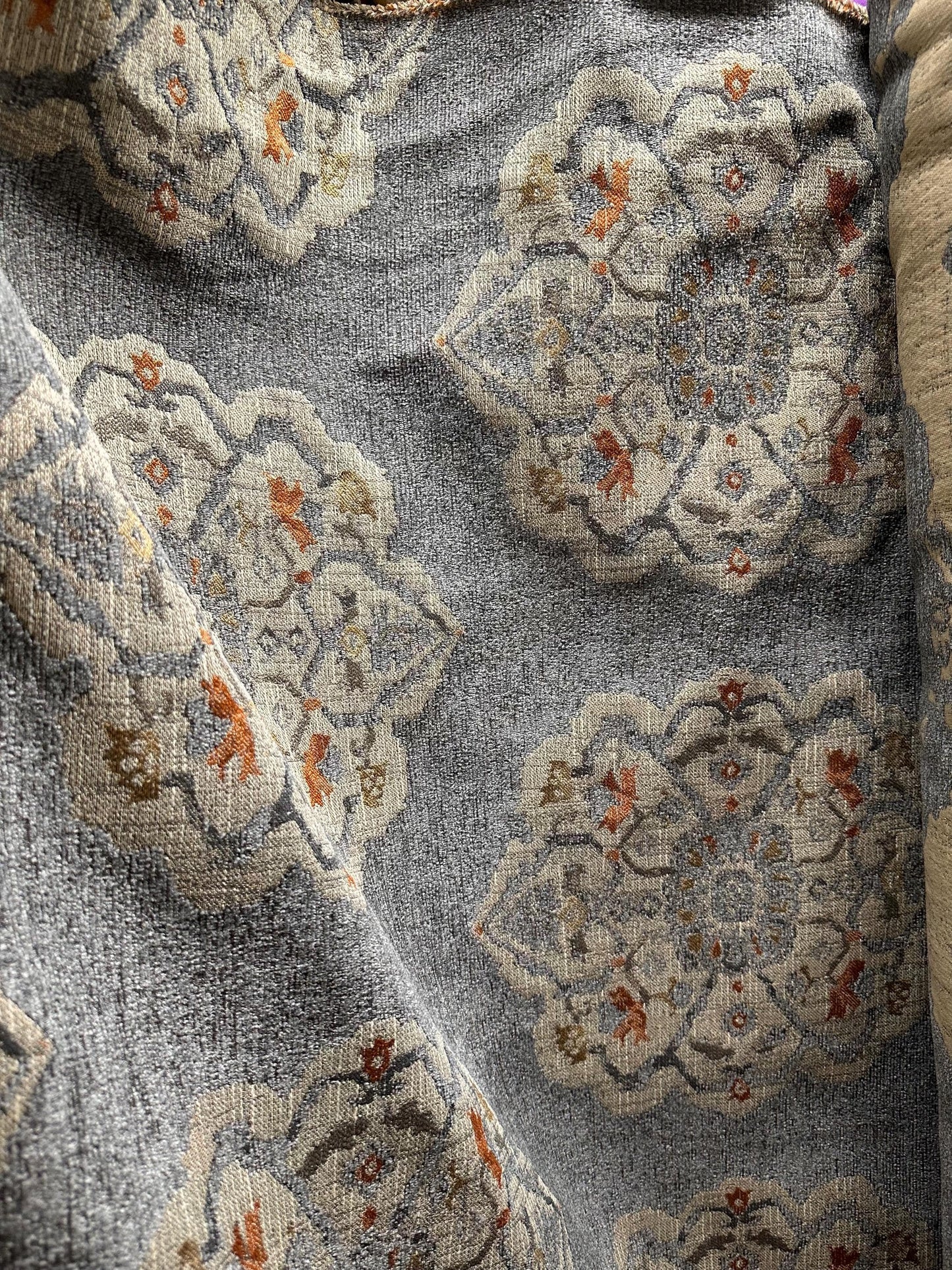 Gray Beige Multicolor Chenille Upholstery Brocade Fabric (58 in.) Sold By The Yard