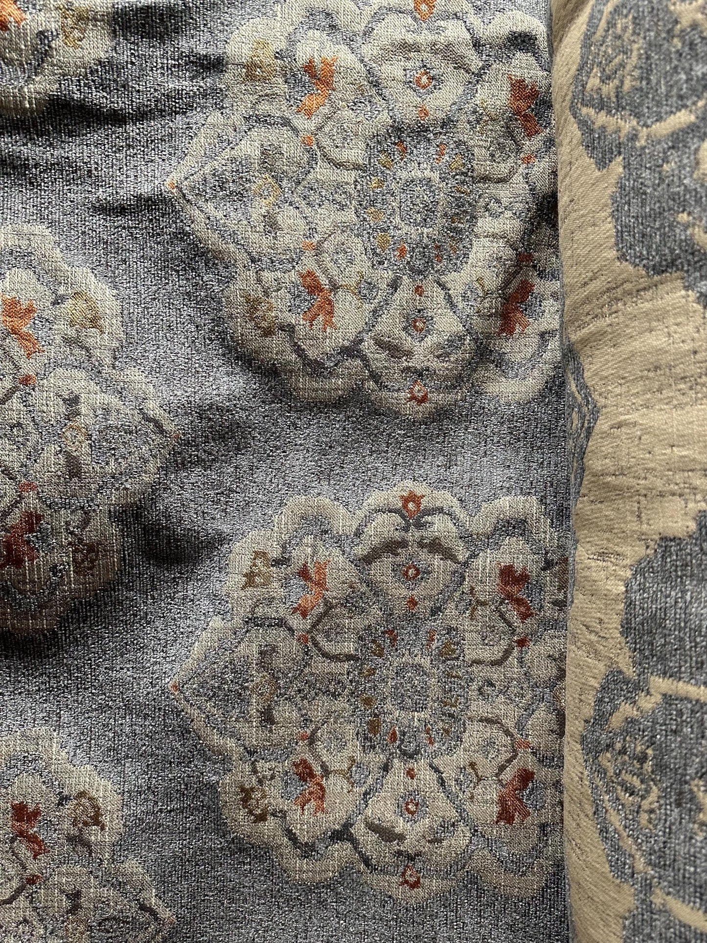 Gray Beige Multicolor Chenille Upholstery Brocade Fabric (58 in.) Sold By The Yard
