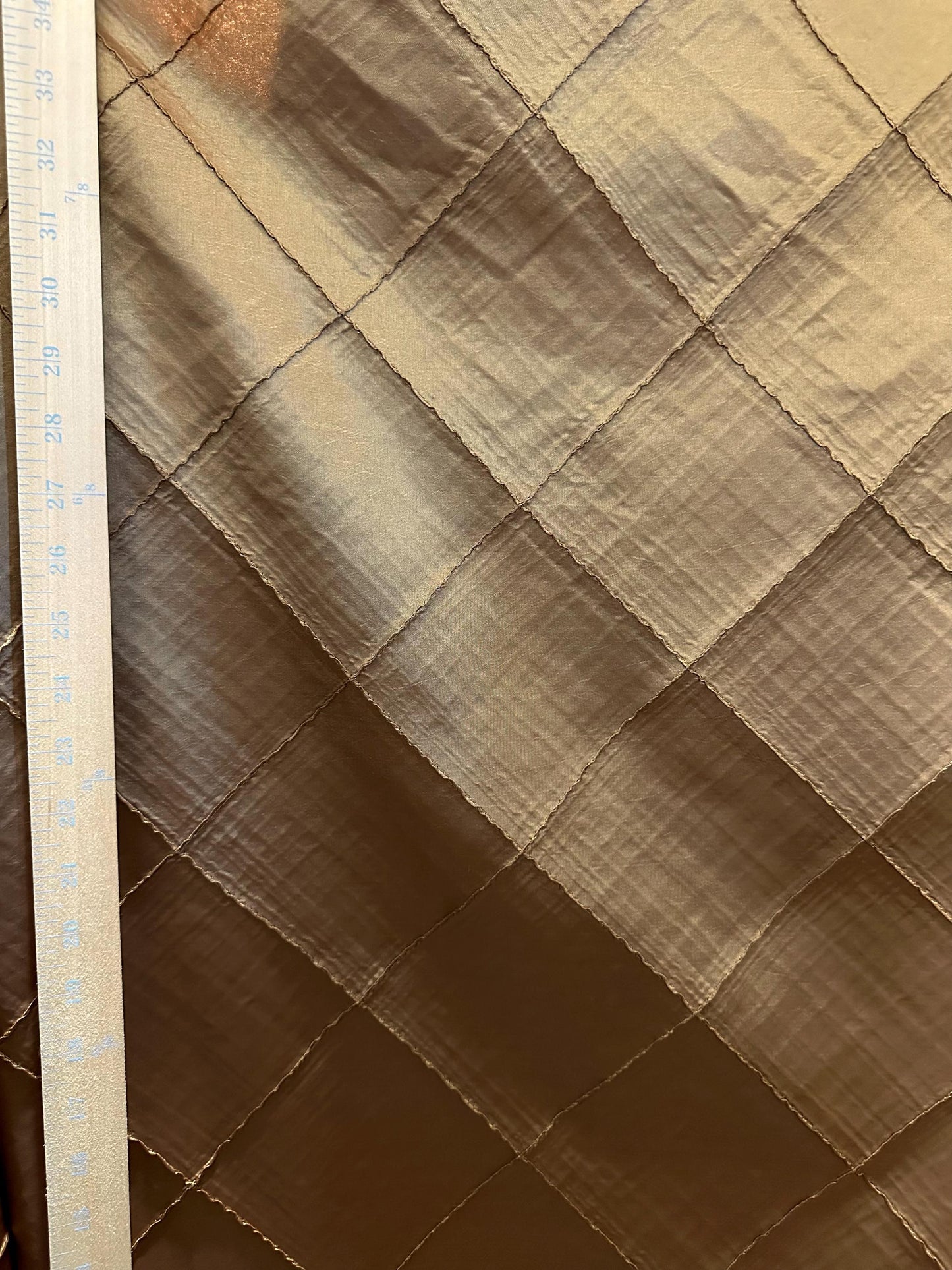 Bronze Gold Diamond Embroidered Taffeta Fabric (60 in.) Sold By The Yard