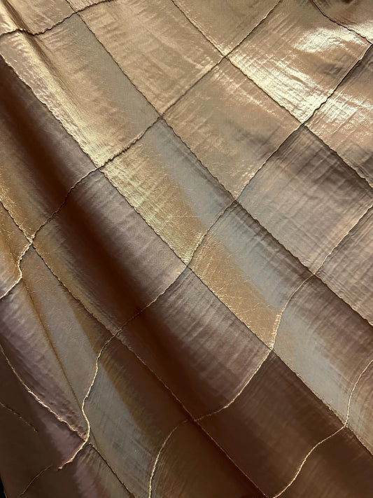 Bronze Gold Diamond Embroidered Taffeta Fabric (60 in.) Sold By The Yard