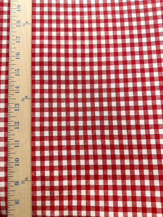Red White Checkered Plaid 100% Cotton Fabric (45 in.) Sold By The Yard
