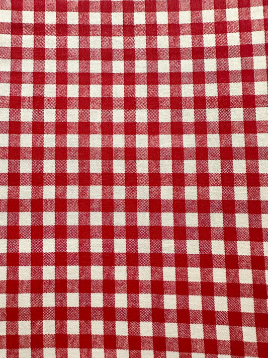 Red White Checkered Plaid 100% Cotton Fabric (45 in.) Sold By The Yard