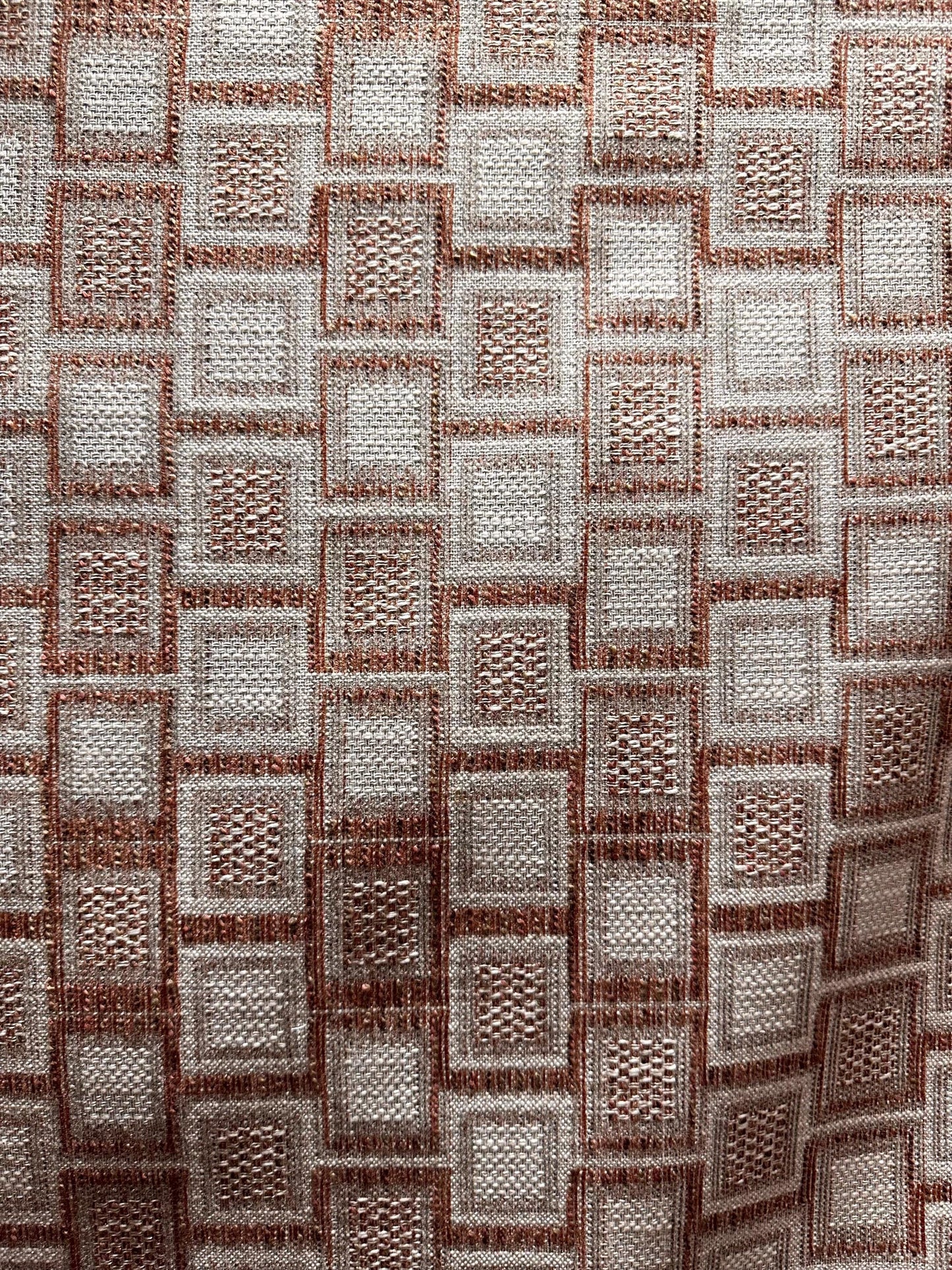 Chestnut Brown White Geometric Chenille Upholstery Brocade Fabric (58 in.) Sold By The Yard