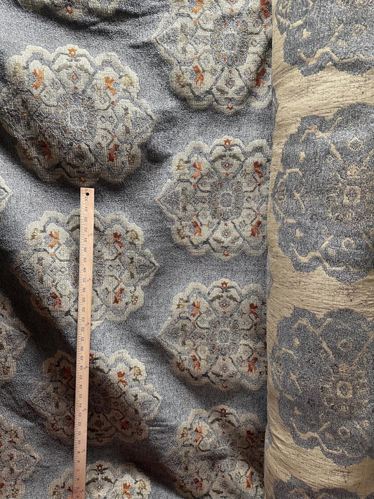 Gray Beige Multicolor Chenille Upholstery Brocade Fabric (58 in.) Sold By The Yard
