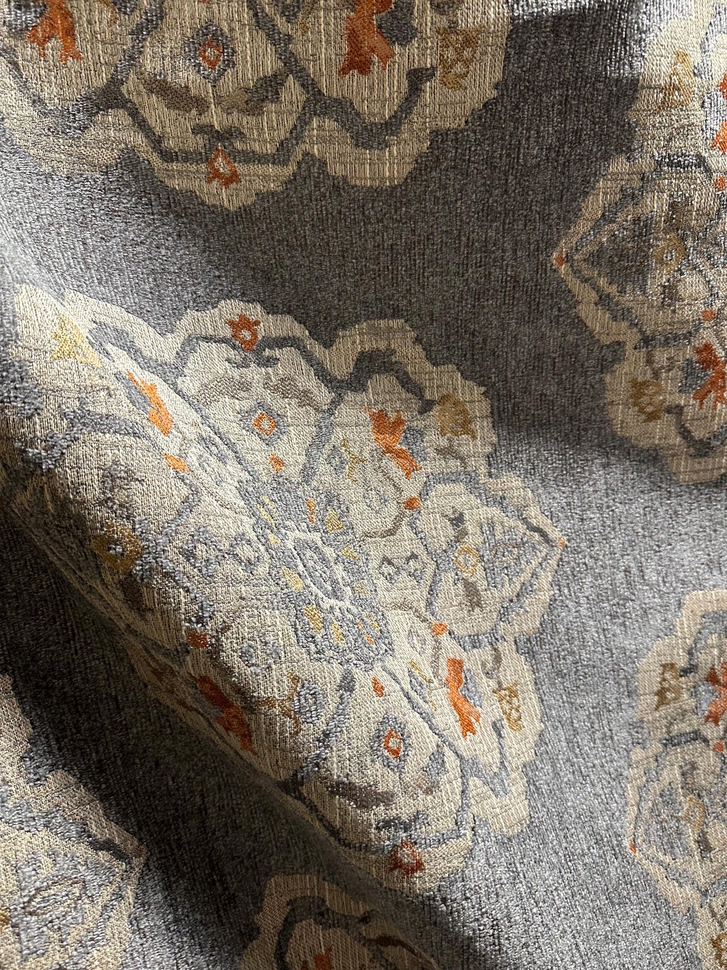 Gray Beige Multicolor Chenille Upholstery Brocade Fabric (58 in.) Sold By The Yard