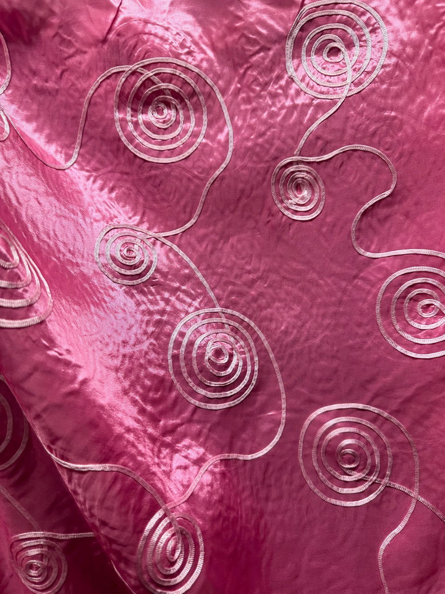 PINK Swirl Embroidery Taffeta Fabric (60 in.) Sold By The Yard