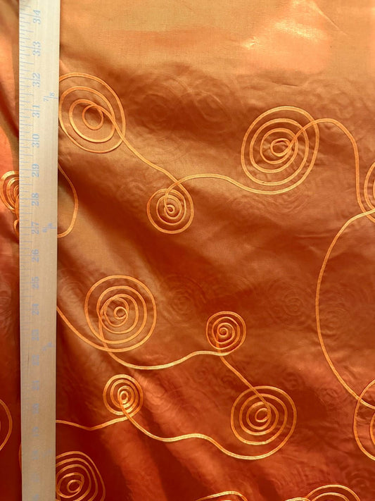 Orange Swirl Embroidery Taffeta Fabric (60 in.) Sold By The Yard