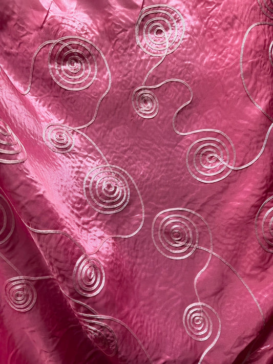 PINK Swirl Embroidery Taffeta Fabric (60 in.) Sold By The Yard