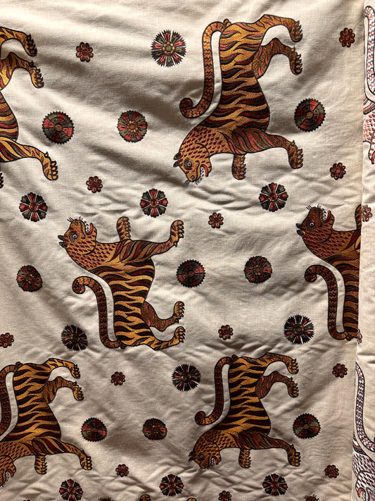 NATURAL GOLD Multicolor Tiger Floral Embroidered Upholstery Drapery Fabric (56 in.) Sold By The Yard