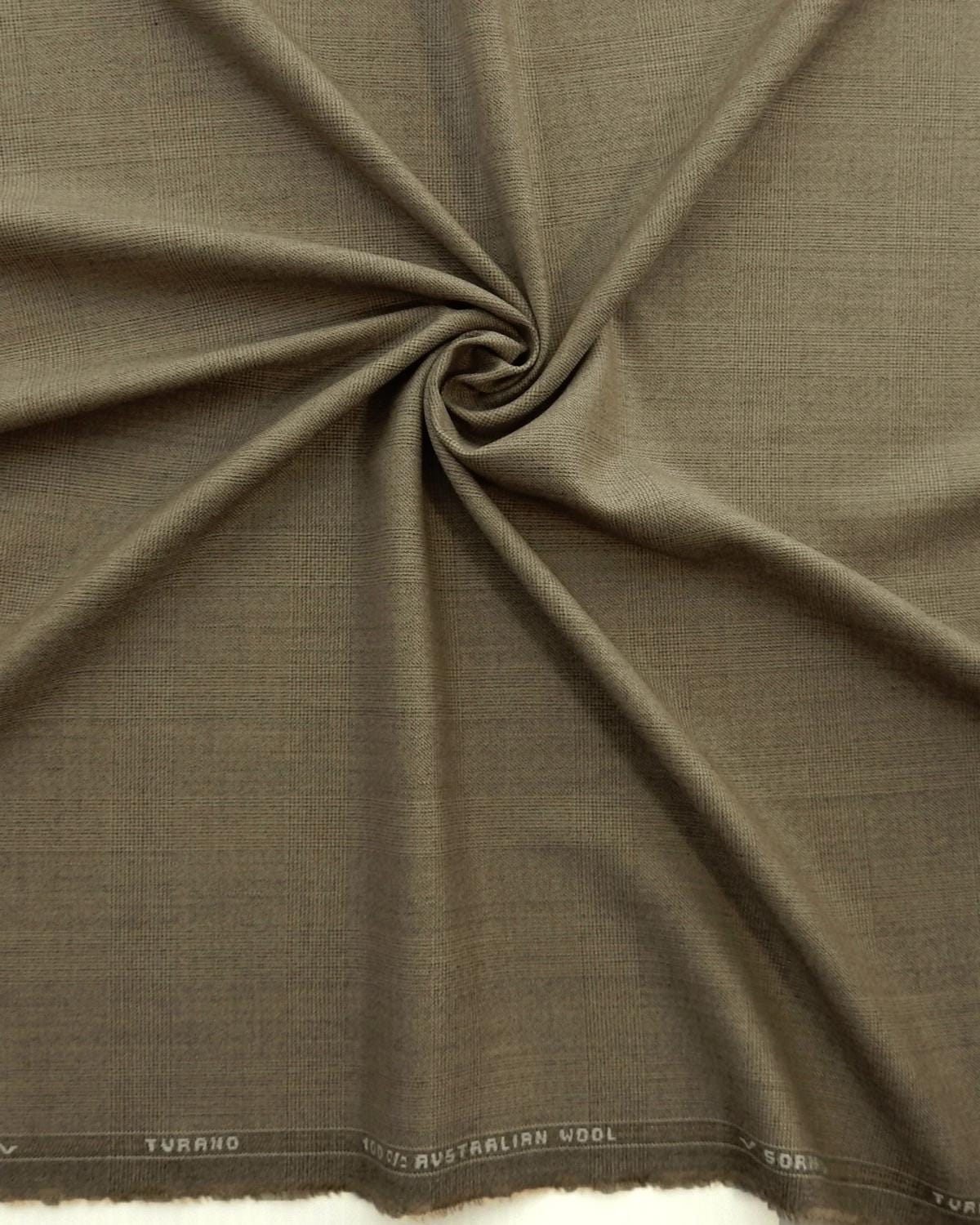 TAUPE 100% Australian Worsted Wool Super 100s Textured Suiting Fabric (60 in.) Sold By The Yard