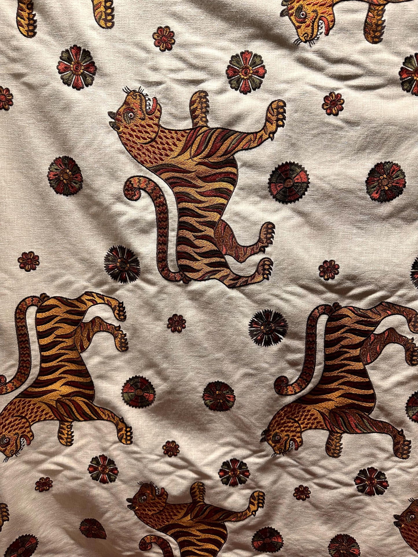 NATURAL GOLD Multicolor Tiger Floral Embroidered Upholstery Drapery Fabric (56 in.) Sold By The Yard