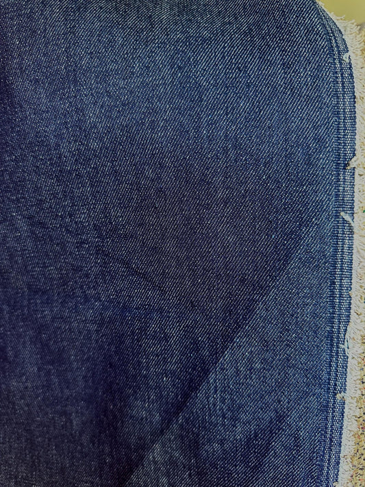 DARK BLUE Medium Heavy Weight Non Stretch Denim Fabric (72 in.) Sold By The Yard