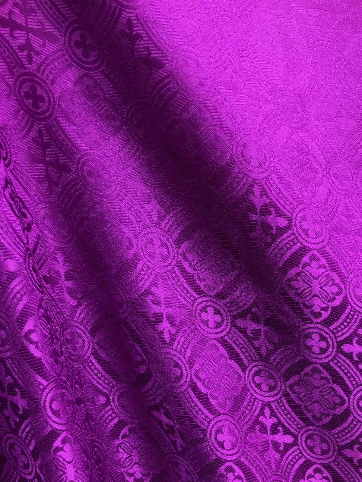 MAGENTA Liturgical Cross Brocade Fabric (60 in.) Sold By The Yard