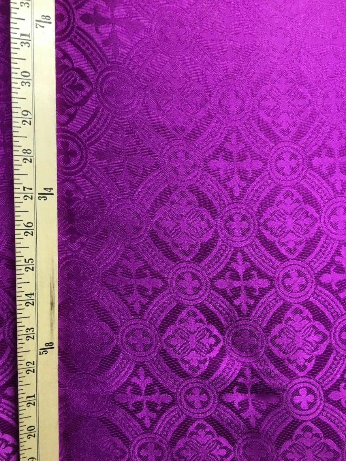 MAGENTA Liturgical Cross Brocade Fabric (60 in.) Sold By The Yard