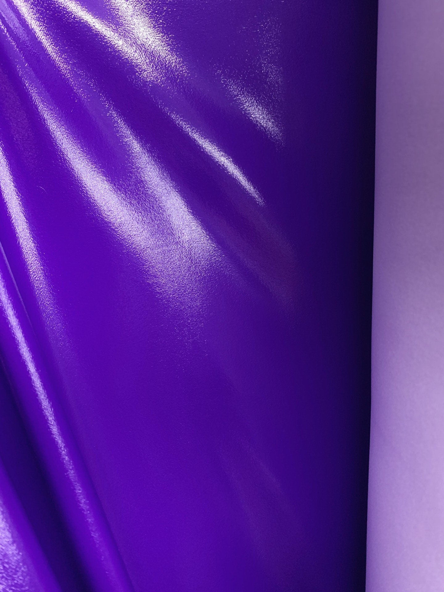 PURPLE Shiny Glossy PVC Pleather Stretch Fabric (58 in.) Sold By